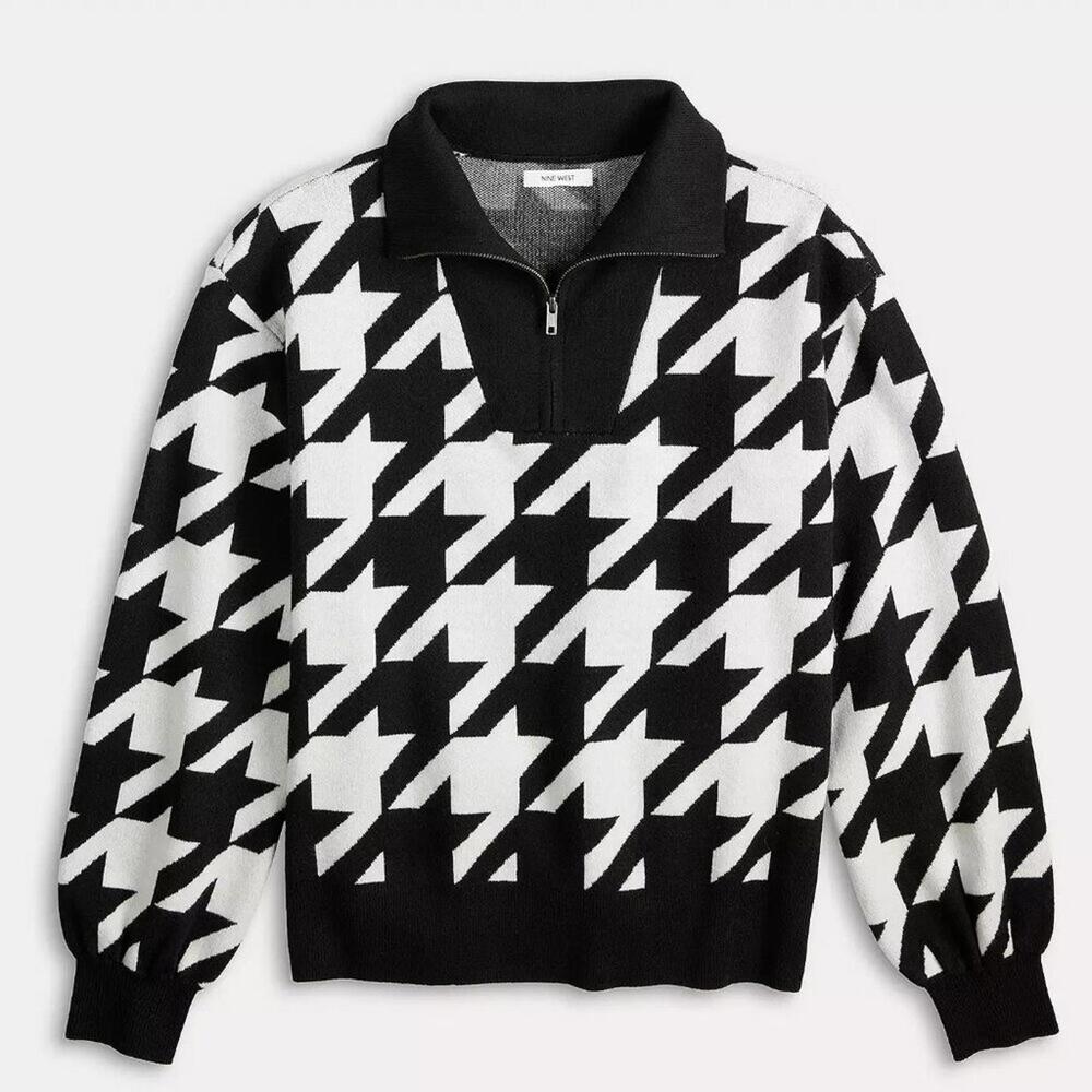 Women's Nine West Half Zip Patterened Pullover Sweater [COPY]